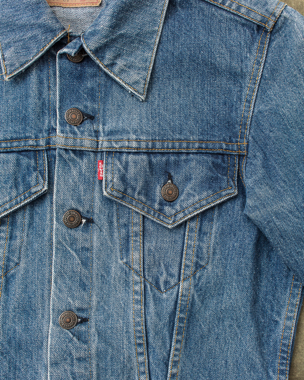 jean jacket women's small 3/4 length sleeve light wash denim Read  Description | eBay